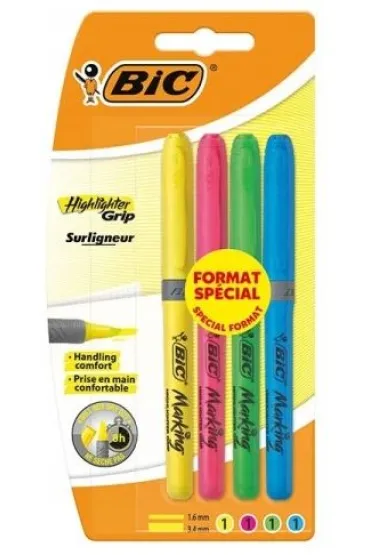 Bic Zakre�lacz Highlighter Grip mix 4 szt.