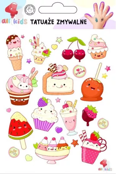 Tatua�e zmywalne dla dzieci S�odkie ciasteczka All4Kids