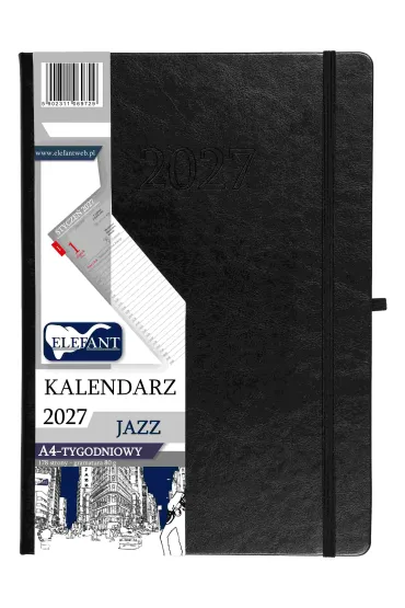 Kalendarz Jazz 2027 A4 tygodniowy czarny