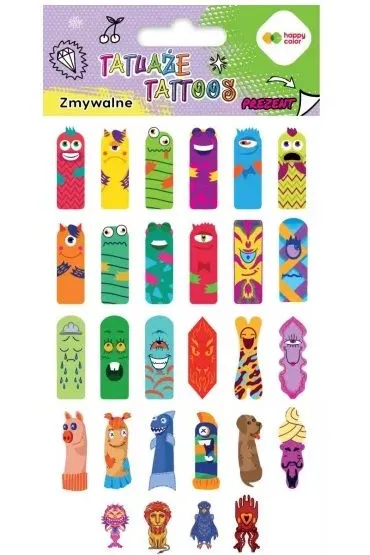 Tatua�e zmywalne Fingers Tattoo HAPPY COLOR