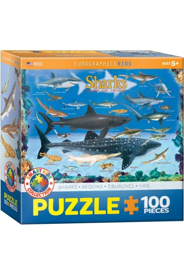 Puzzle 100 el. Smartkids - Sharks Eurographics
