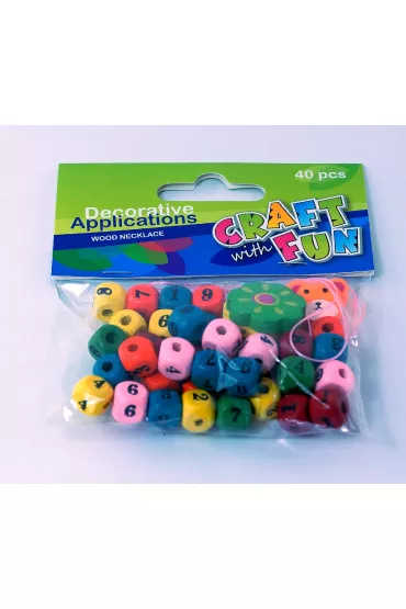 Craft with Fun Ozdoba dekoracyjna drewniana koraliki cyfry