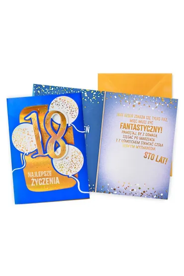 Kukartka Karnet DK-1424   cyfry, osiemnastka, balony