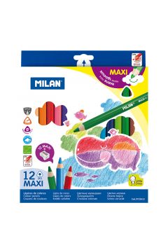 Milan Kredki Maxi trjktne 12 kolorw