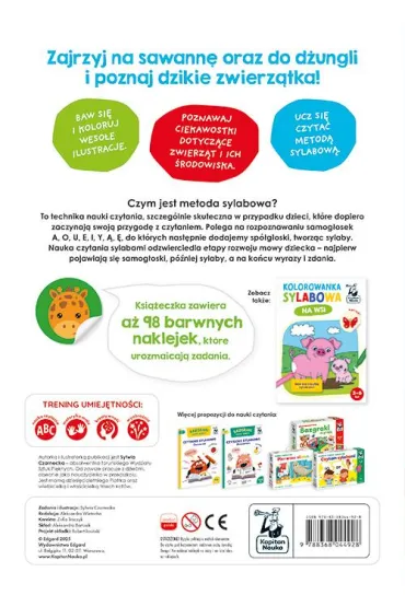 Dzikie zwierz�ta. Kolorowanka sylabowa. Kapitan Nauka - Sylwia  Czarnecka