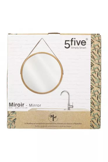 5five Simply Smart Bambusowe lustro cienne na pasku 38 cm