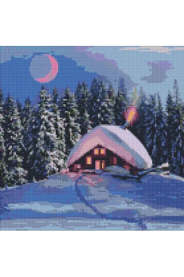 Ideyka Diamentowa mozaika - Za�nie�ona chata 40x40cm