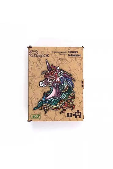 Puzzle drewniane eko 124 el. T�czowy jednoro�ec A3 Maksik
