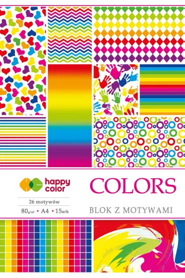 Happy Color Blok z motywami COLORS A4 27 motyw�w 80g 15 kartek