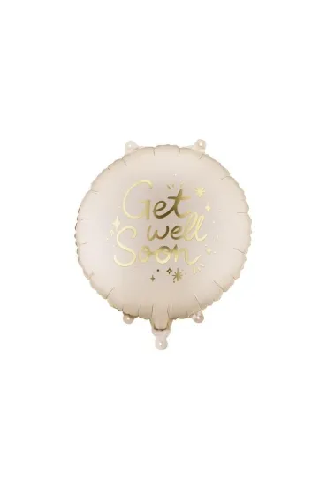 PartyDeco Balon foliowy pastylka Get Well Soon 35x35cm