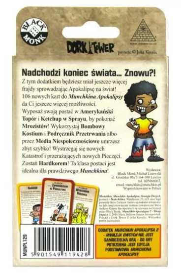 Munchkin Apokalipsa 2. Inwazja Owcych Black Monk - Andrew Hackard