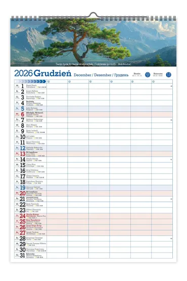 Kalendarz 2026 �cienny Organizer A3 V2