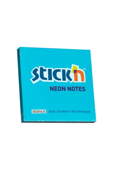 Stickn Notes samoprzylepny niebieski neon 76x76mm 100 kartek