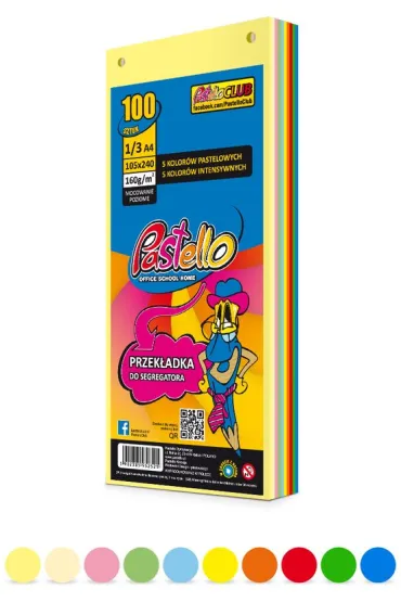 Pastello Przek�adki 1/3 A4 mix 10 kolor�w 100 szt.