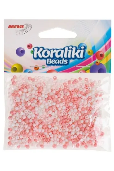 Brewis Koraliki akrylowe do nawlekania bia�e r�owe 35mm