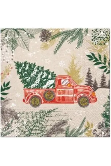 Paw Serwetki �wi�teczne auto vintage 33x33 cm