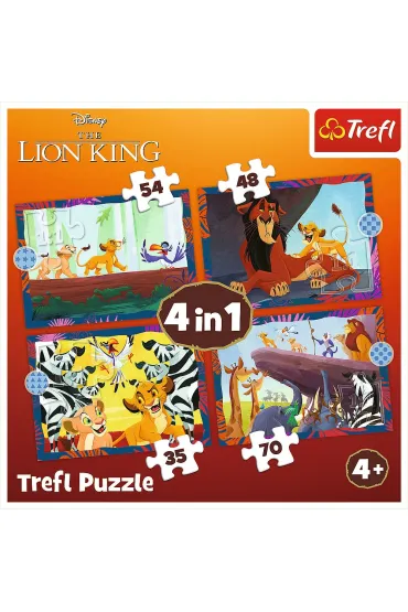 Puzzle 4w1 - Odwa�ny Kr�l Lew (35+48+54+70 el.) Trefl