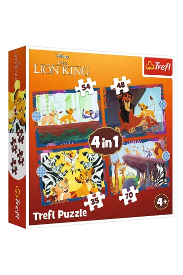 Puzzle 4w1 - Odwa�ny Kr�l Lew (35+48+54+70 el.) Trefl