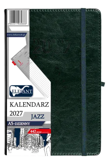 Kalendarz Jazz 2027 A5 dzienny zielony