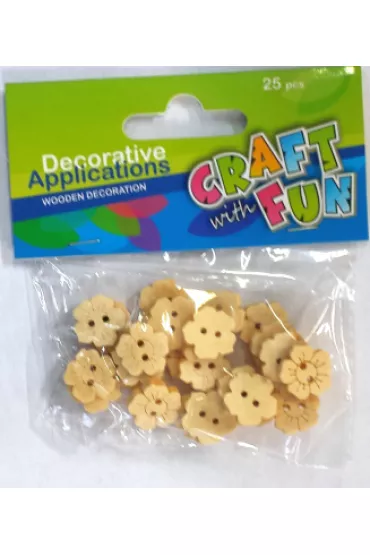 Aplikacje dekoracyjne drewniane guziki kwiaty 25 sztuk w opakowaniu Craft with Fun