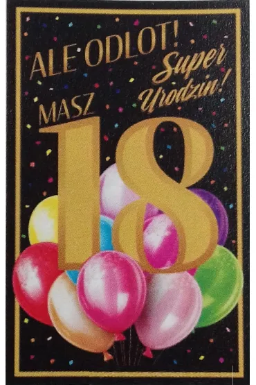 Art Nuvo Karnet 18 Urodziny damskie z�ocone, balony (13x20,5cm) UCK-07