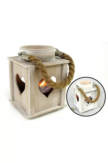 Adar Lampion na tealight drewniany MIX 12x16x12cm