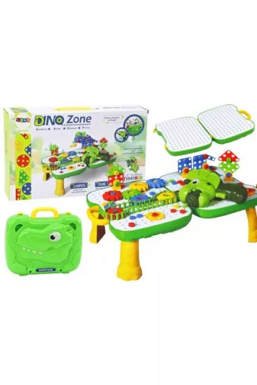 Stolik walizka z klockami DIY Dinozaur LeanToys