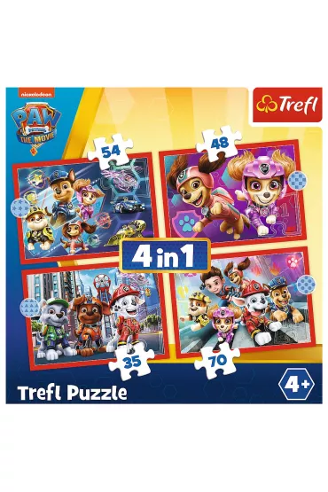 Puzzle 4w1 Psi Patrol w mie�cie Trefl