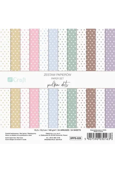 dpCraft Zestaw papier�w polka dots 15,2 x 15,2 cm 24 ark.
