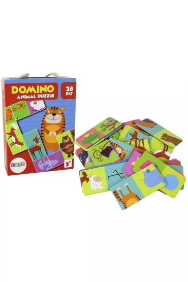 Puzzle dwustronne domino zwierz�ta LeanToys