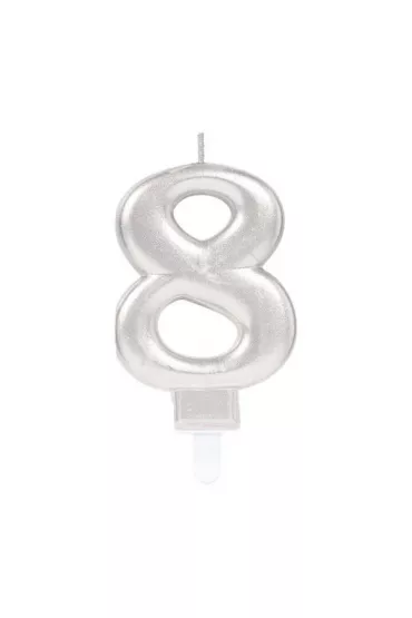Amscan �wieczka cyferka 8 Sparkling Celebrations srebrna