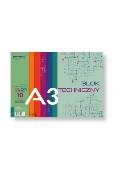 Penword Blok techniczny kolorowy - Premium A3 10 kartek