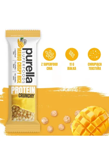 Purella Superfoods baton proteinowy mango crispy rice zestaw 6 x 45 g