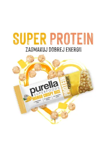 Purella Superfoods baton proteinowy mango crispy rice zestaw 6 x 45 g