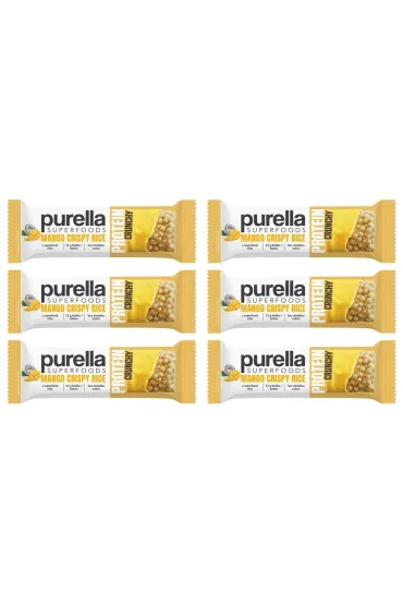 Purella Superfoods baton proteinowy mango crispy rice zestaw 6 x 45 g