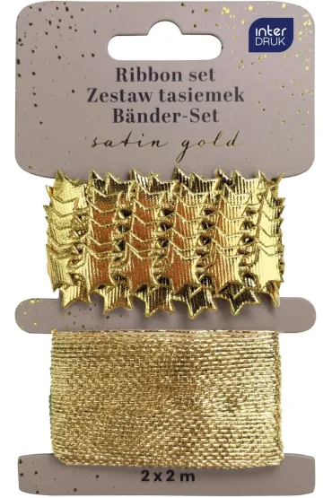 Interdruk Zestaw tasiemek Satin Gold 2 x 2 m 4 m