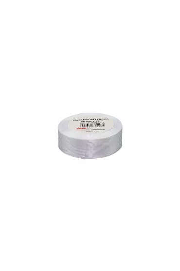 Wst��ka satynowa w kropki bia�a 25mm x 22m