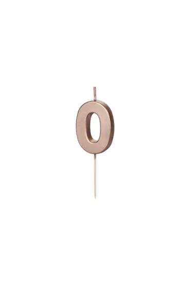 PartyDeco �wieczka urodzinowa 0 r�owe z�oto 4.5cm