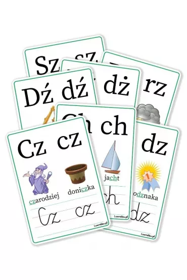 Plansze edukacyjne A5 - Dwuznaki 7 kart