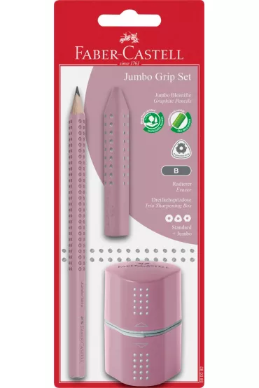 Faber-Castell O��wek + gumka + temper�wka Grip r�owy