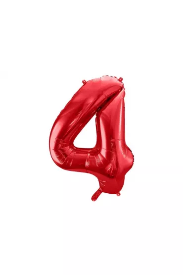 PartyDeco Balon foliowy 4 czerwony 86cm