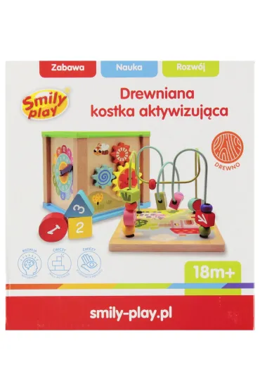 Kostka edukacyjna drewniana  akcesoria 20x19x18 SMILY PLAY SP84944