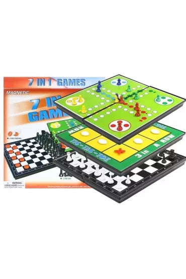 Zestaw gier planszowych 7w1 Ludo Warcaby LeanToys