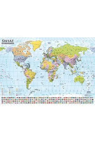 �wiat - mapa �cienna polityczno-krajobrazowa 1:31 000 000 (format B1, listwa)