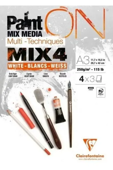 Clairefontaine Blok A3 bia�ych papier�w mix4 250g 12ark