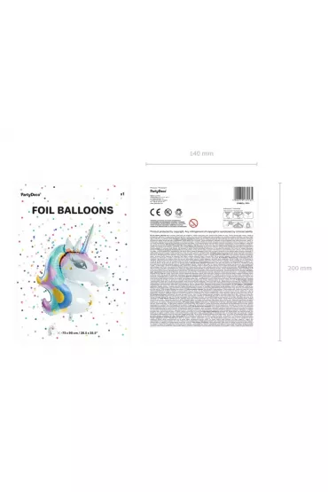 PartyDeco Balon foliowy Jednoro�ec 73x90cm