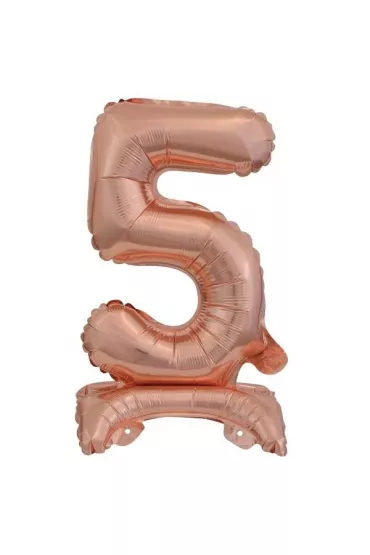 Amscan Balon foliowy mini cyfra 5 na stojaku r�owe z�oto