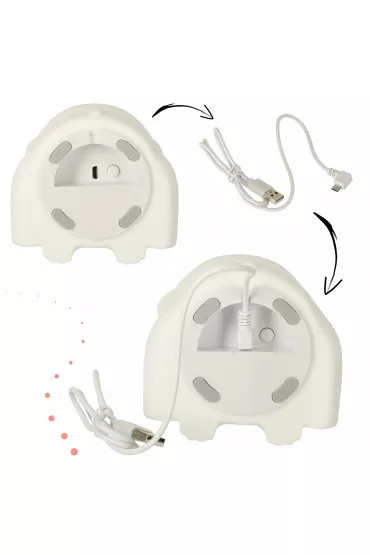 Lampka nocna dla dzieci silikonowa dotykowa mikka 8 LED USB RGB biaa piesek