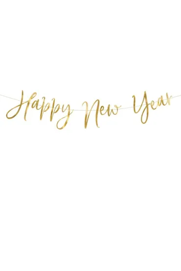 PartyDeco Baner Happy New Year z�oty 66x18cm
