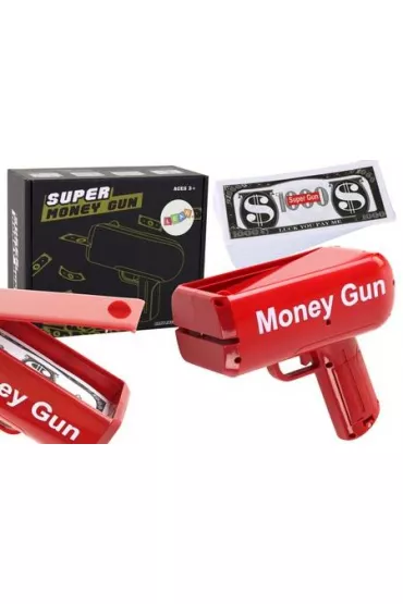 Pistolet na pieni�dze strzelaj�cy banknotami ��ty LeanToys